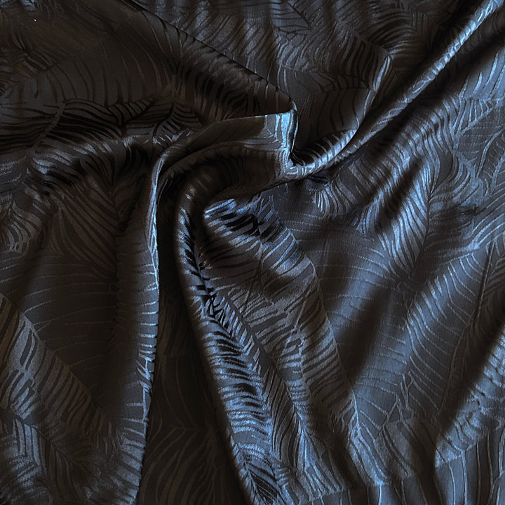 Viscose jacquard feuille noir