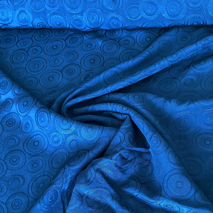 Viscose Jacquard multi cercle bleu canard