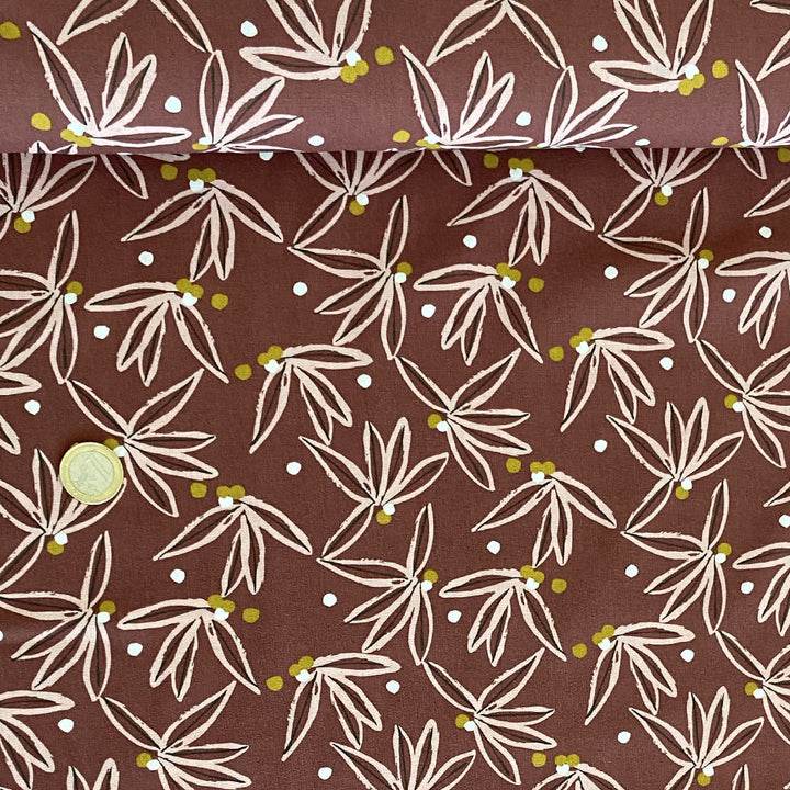 Viscose brique Contour feuille rose pâle