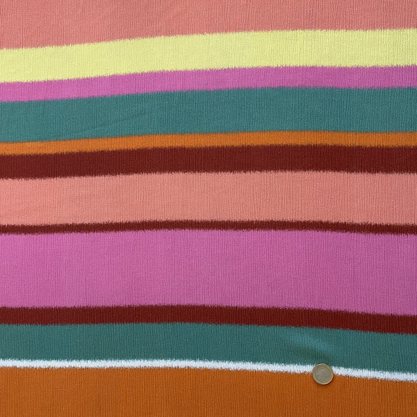 Coupon Crépon de Viscose large rayure sorbet