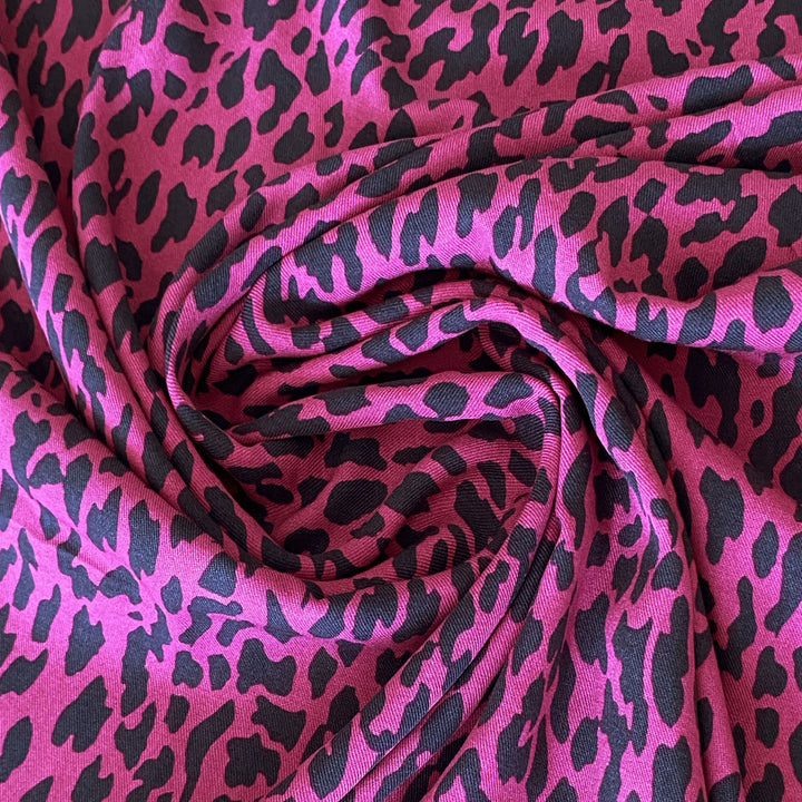 Sergé viscose fuschia tâche marine