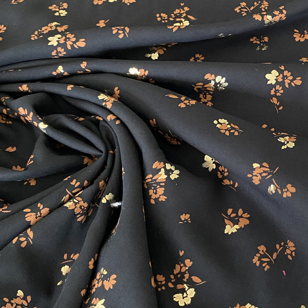 Viscose noire feuille or et brique