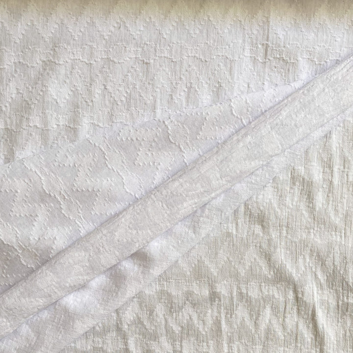 Voile de coton blanc chevron