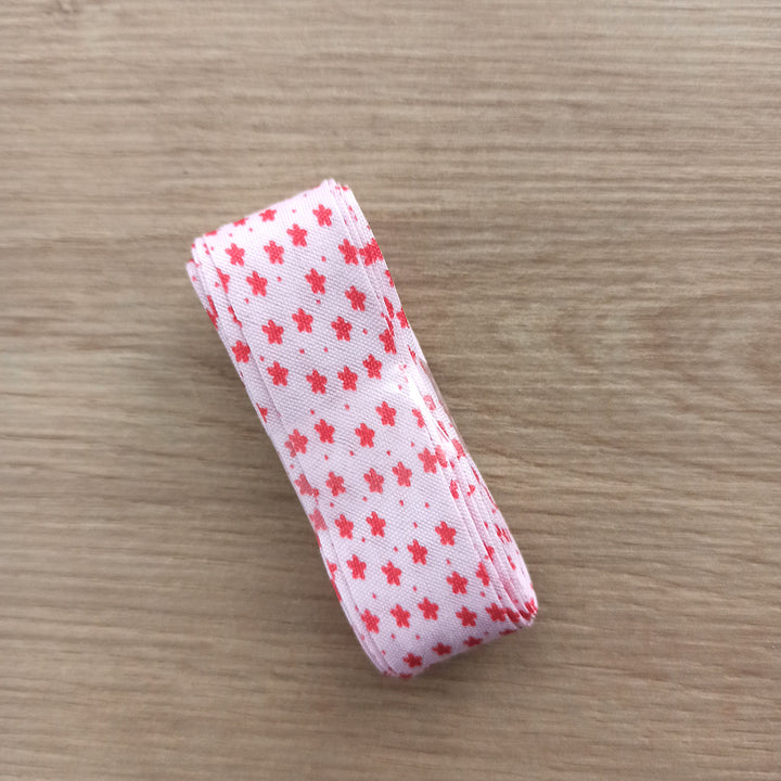 Biais coton rose étoile - 3 m