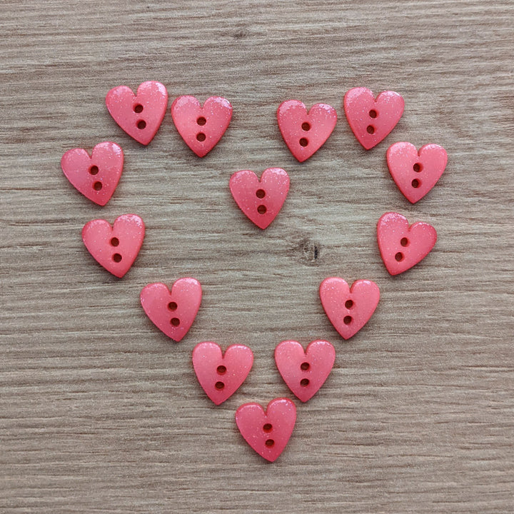 Bouton irisé coeur grenadine 12 mm