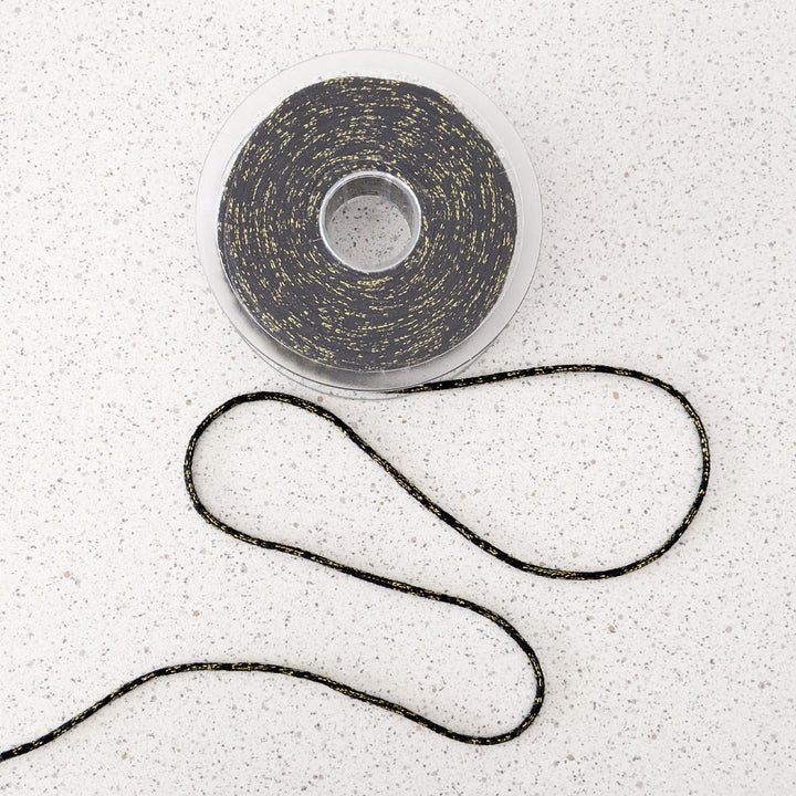 Cordon 3 mm noir et or