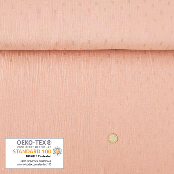 Double gaze rose rectangle fils lurex or