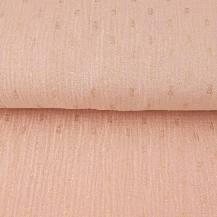 Double gaze rose rectangle fils lurex or