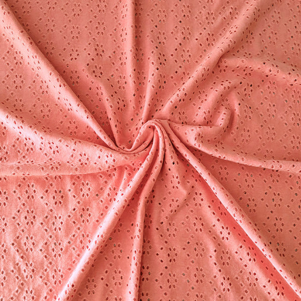 Jersey brodé fleur corail
