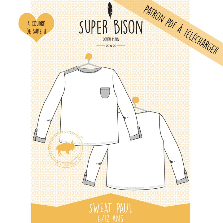 Patron PDF enfant Sweat Paul 6/12 ans