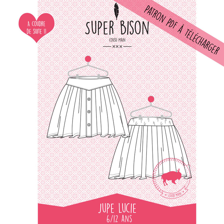 Patron PDF enfant Jupe Lucie 6/12 ans