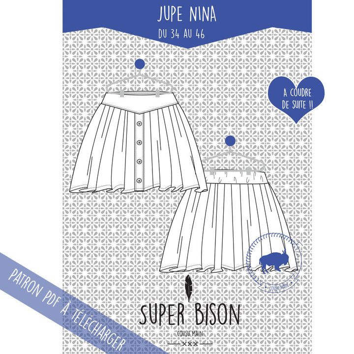 Patron PDF Jupe Femme Nina du 34 au 46