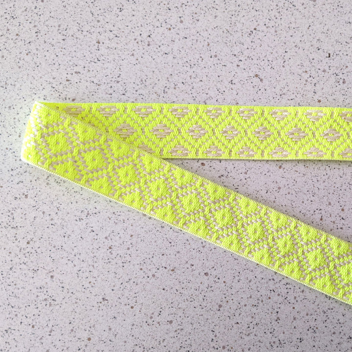 Galon Sangle ethnique jaune fluo 30 mm