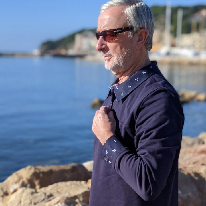 Tissu sweat bleu marine