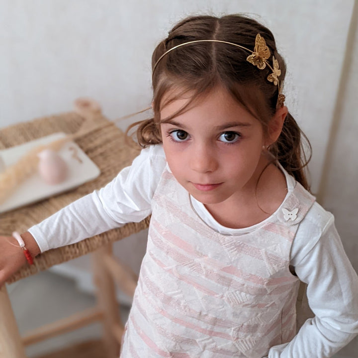 Robe débardeur en molleton cloqué avec broderies pour bébé fille Robe débardeur en molleton cloqué avec broderies pour bébé fille