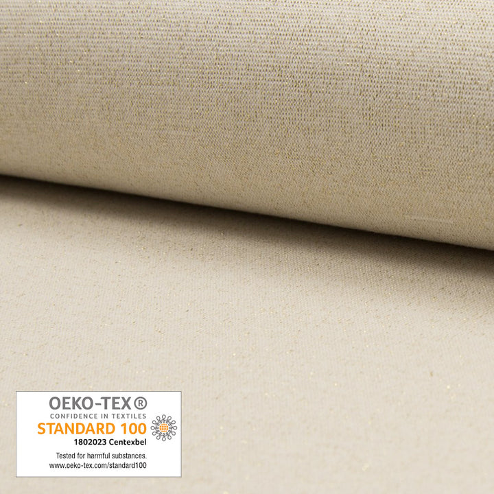 Tissu Bord Côte lurex écru et or