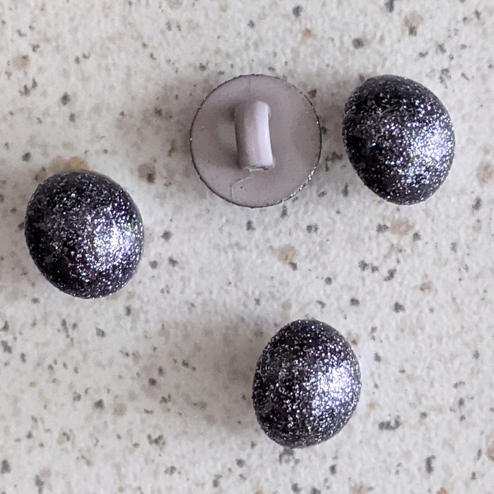 Boutons boule noir paillette argent 10 mm