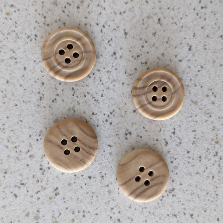 Boutons faux bois clair 18 mm