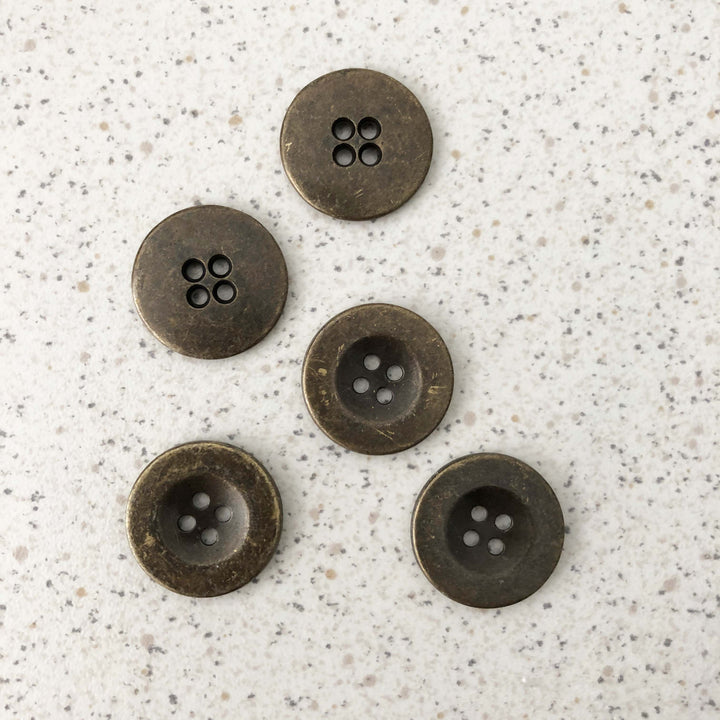 Boutons métal 4 trous bronze vieilli 20 mm