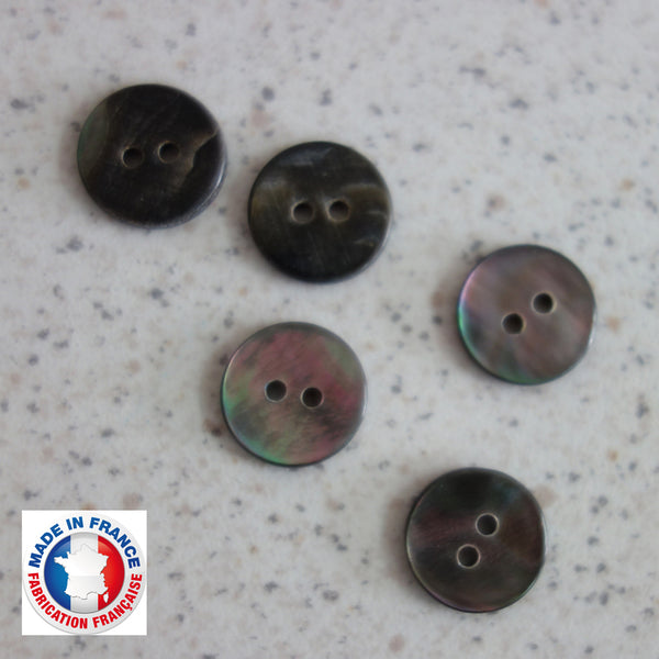 Boutons nacre gris anthracite 12 mm