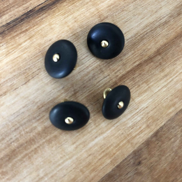 Bouton rond tête d'épingle or noir 12 mm