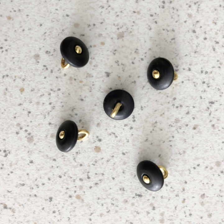 Bouton rond tête d'épingle or noir 9 mm