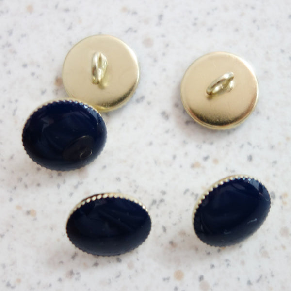 Boutons marine cerclage dentelé or 12 mm