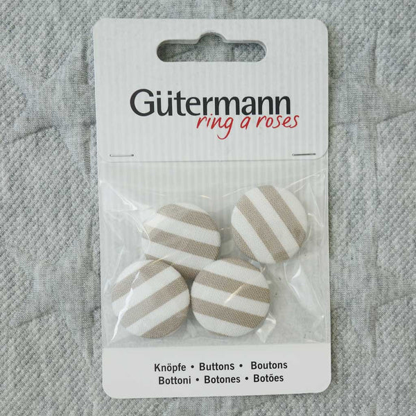 Boutons tissu Guttermann 23 mm rayés taupe