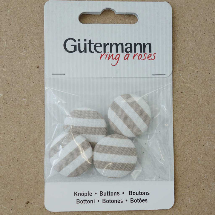 Boutons tissu Guttermann 15 mm rayé taupe