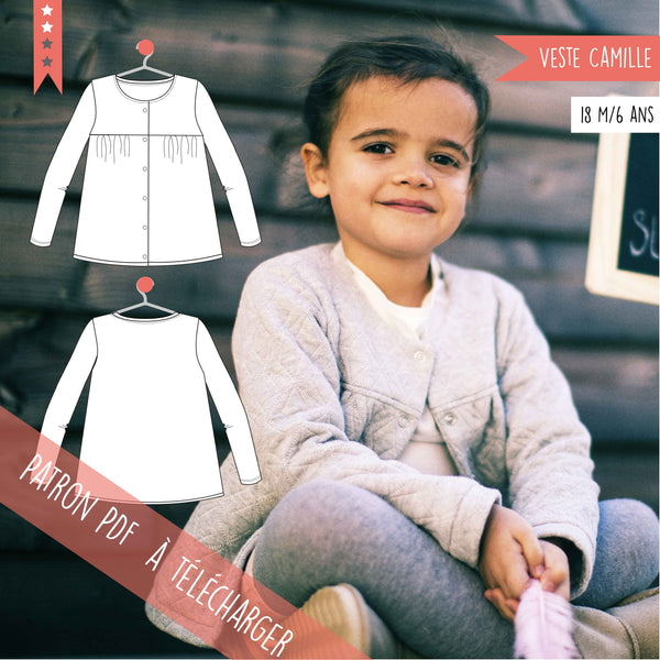 Patron PDF enfant Veste Camille 18 mois/6 ans