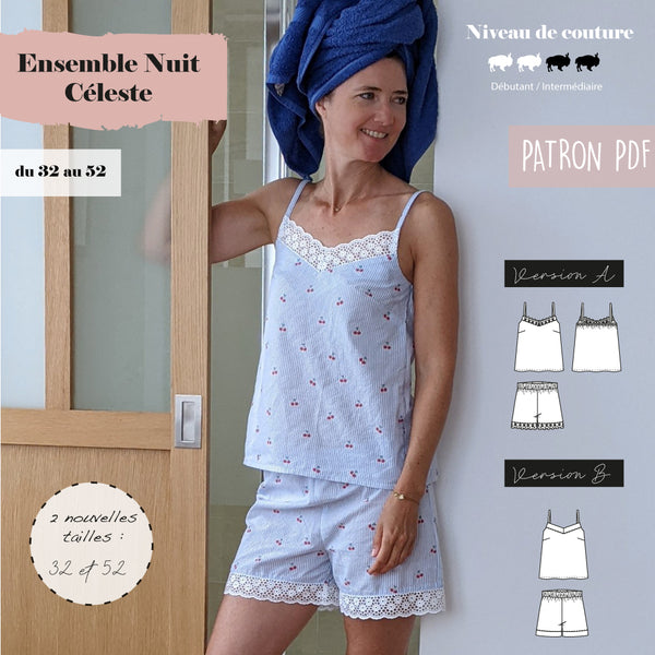 patron pyjama d'été short