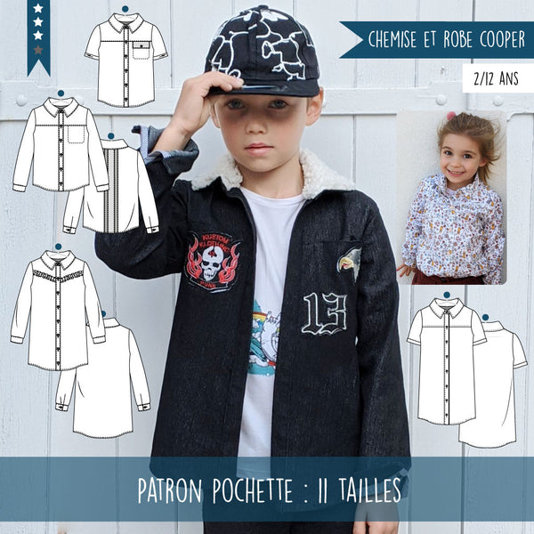 Patron Chemise, Sur-chemise et Robe Cooper 2/12 ans