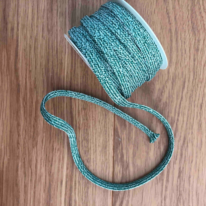 Lacet plat chiné écru et vert