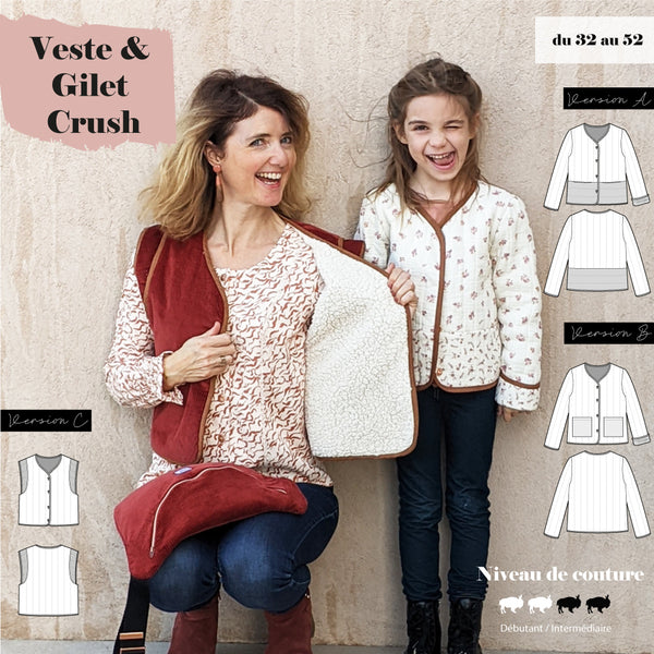 Patron Veste et Gilet matelassée Crush (32 au 52)
