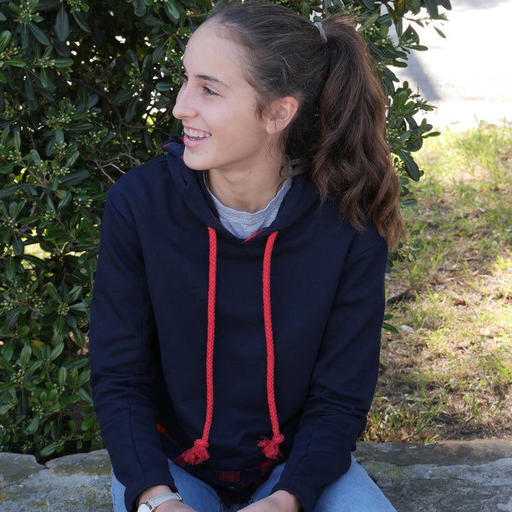 Tissu Sweat bleu marine envers gratté