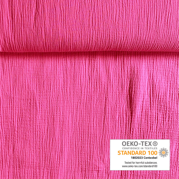 Tissu Double gaze uni rose vibrant