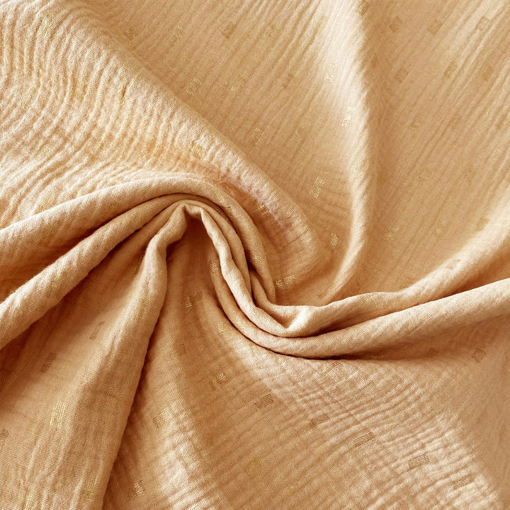Double gaze ocre rectangle fils lurex or