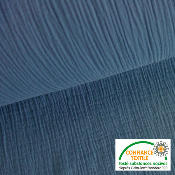 Tissu Double gaze unie bleue