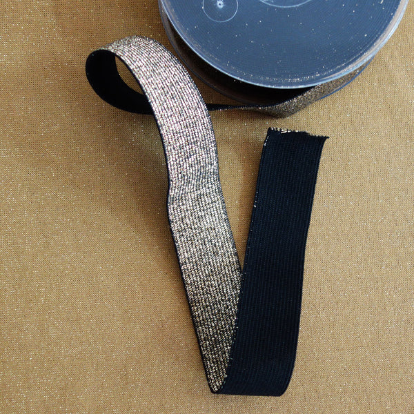 Elastique Lurex noir/or 30 mm