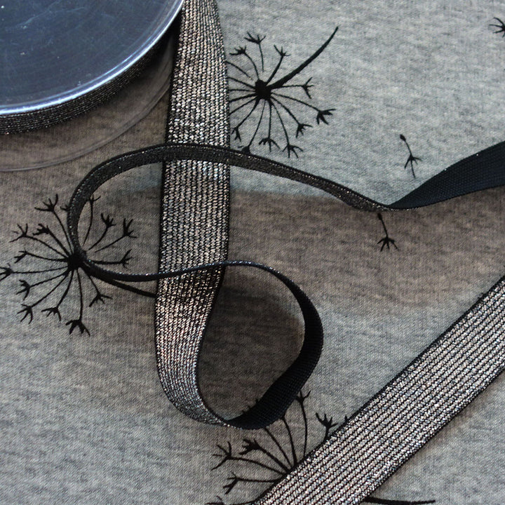Elastique Lurex noir/argent 20 mm