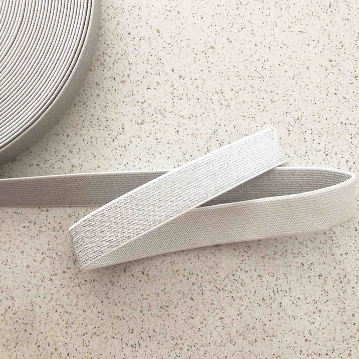 Elastique lurex blanc et argent 25 mm