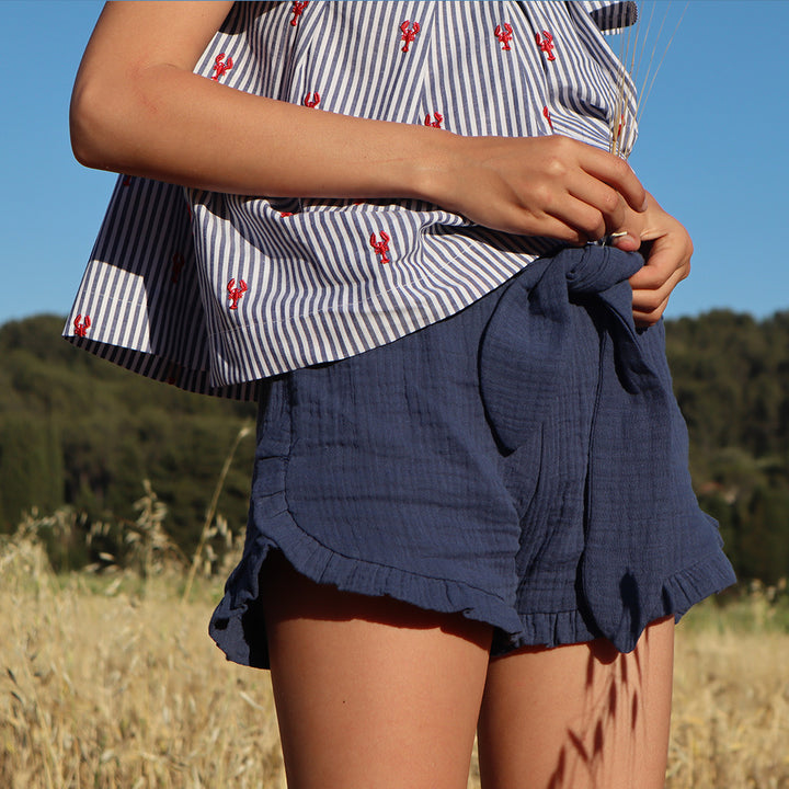 Patron short fille pompon et volant