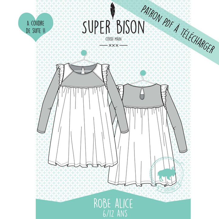 Patron PDF enfant Robe Alice 6 au 12 ans