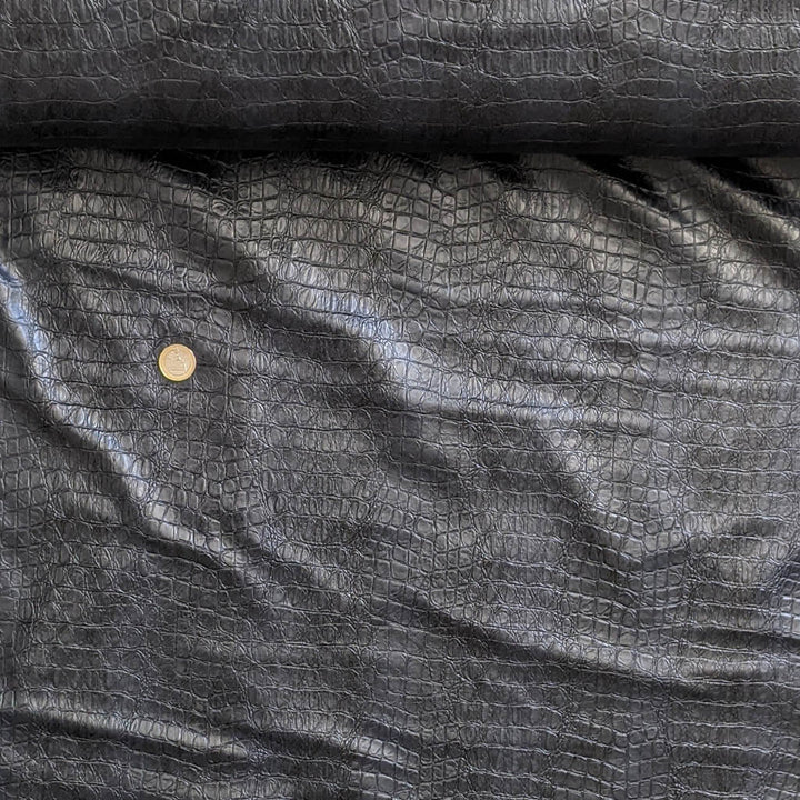 Faux cuir crocodile bleuté