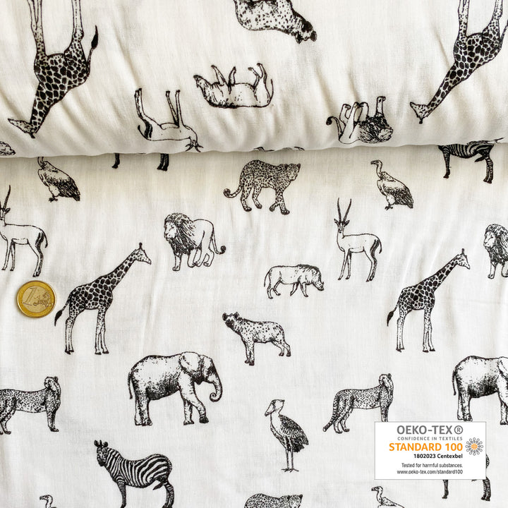 Gaze de coton blanche animaux afrique