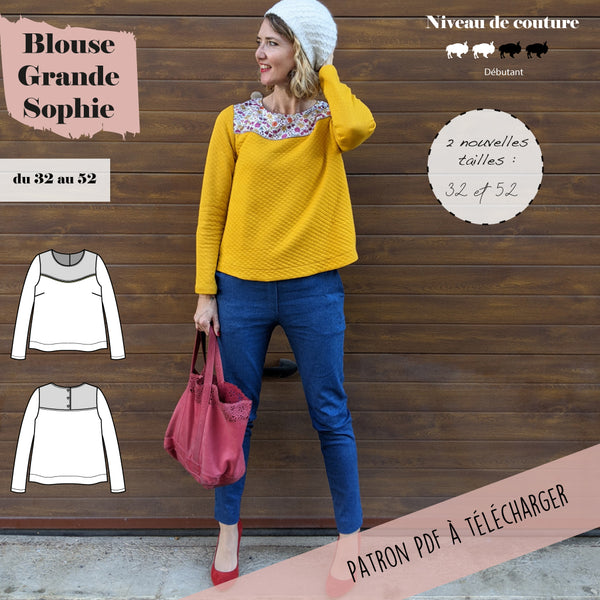 Patron Femme Blouse Grande Sophie du 32 au 52 (PDF)