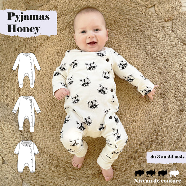 Patron bébé : Pyjama Honey du 3 au 24 mois