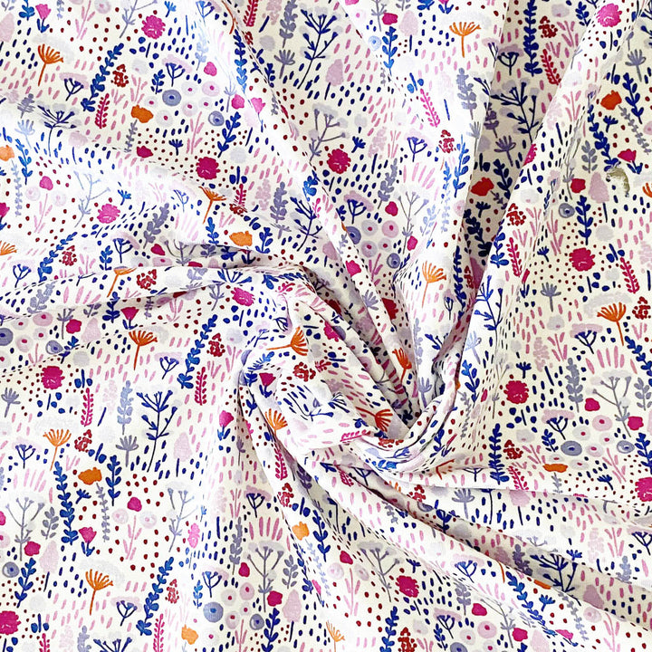 Jersey blanc champ de fleur mauve