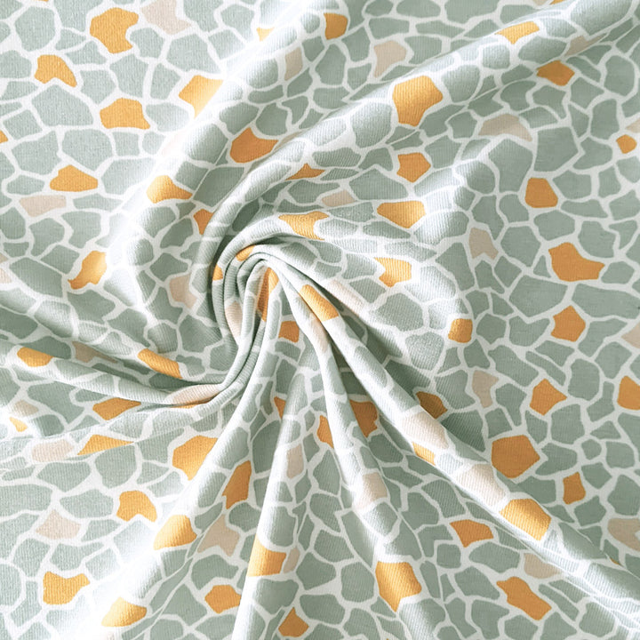Jersey mosaïque menthe et moutarde