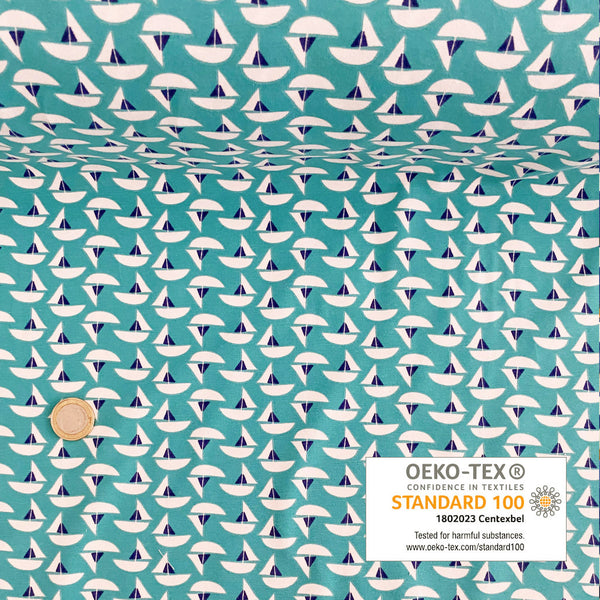 Jersey turquoise bateau blanc